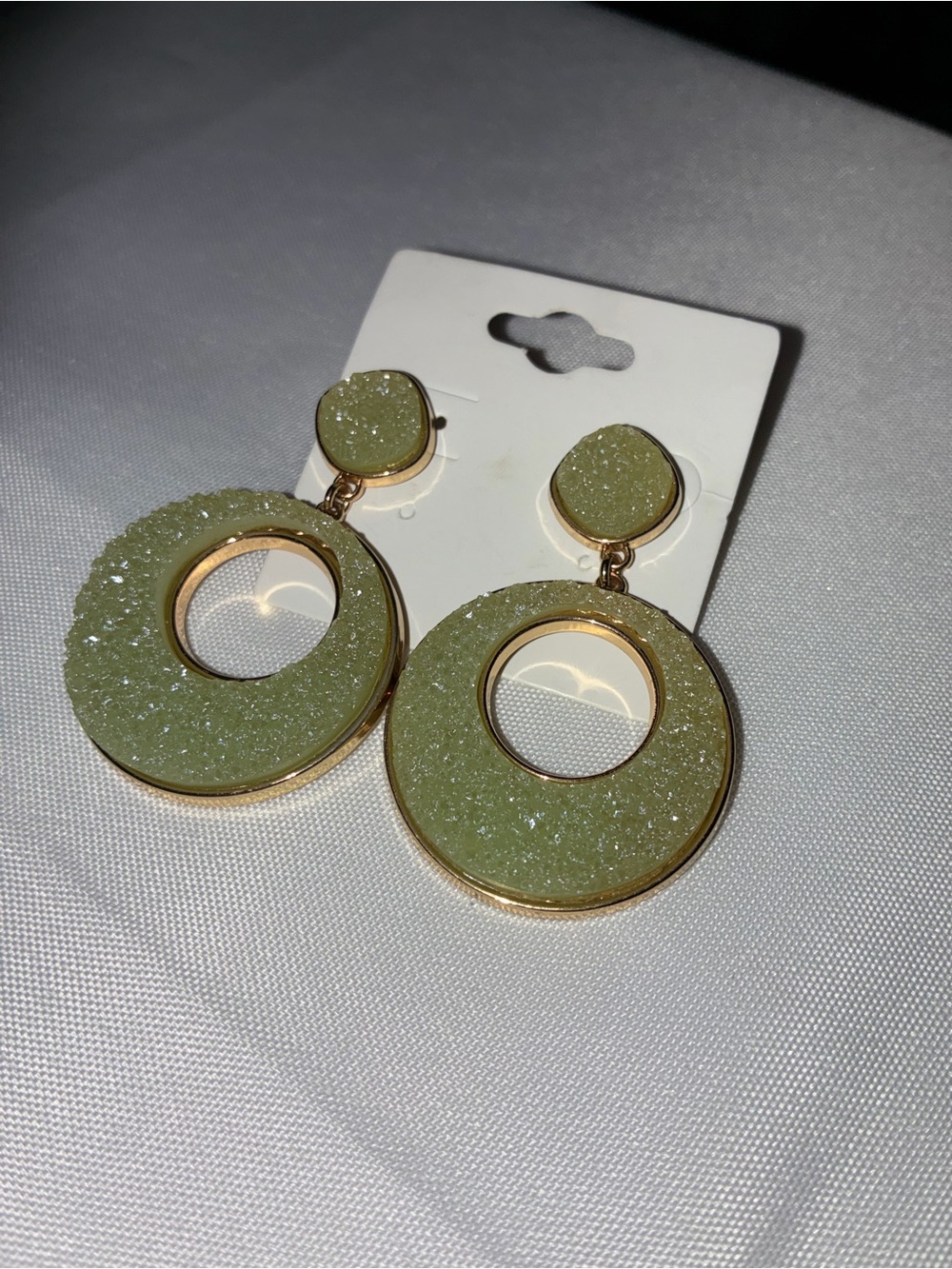 SUGARFIX by BaubleBar Mint Green Faux Druzy Hoop Drop Earrings - Picture 6 of 7